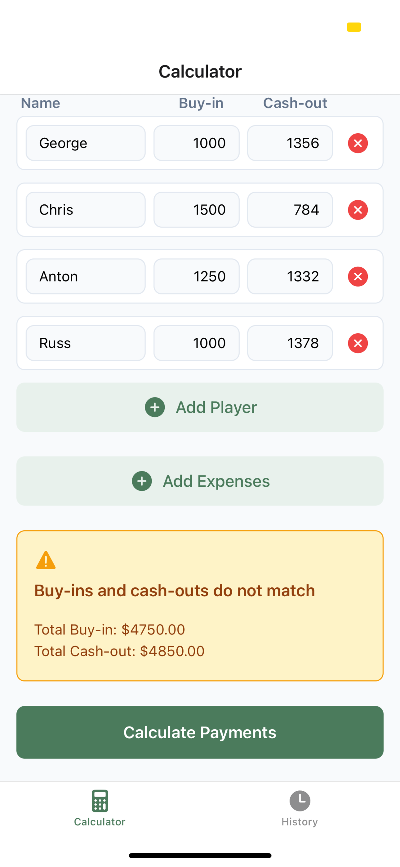 Poker Payouts Expense Tracking